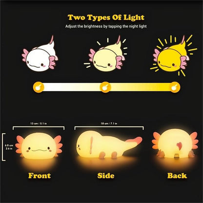 Cute Axolotl Design Night Light,Decorative Light for Home Bedroom Living Room,1 Count USB Rechargeable Bedside Lamp,Touch Dinosaurs Night Lights