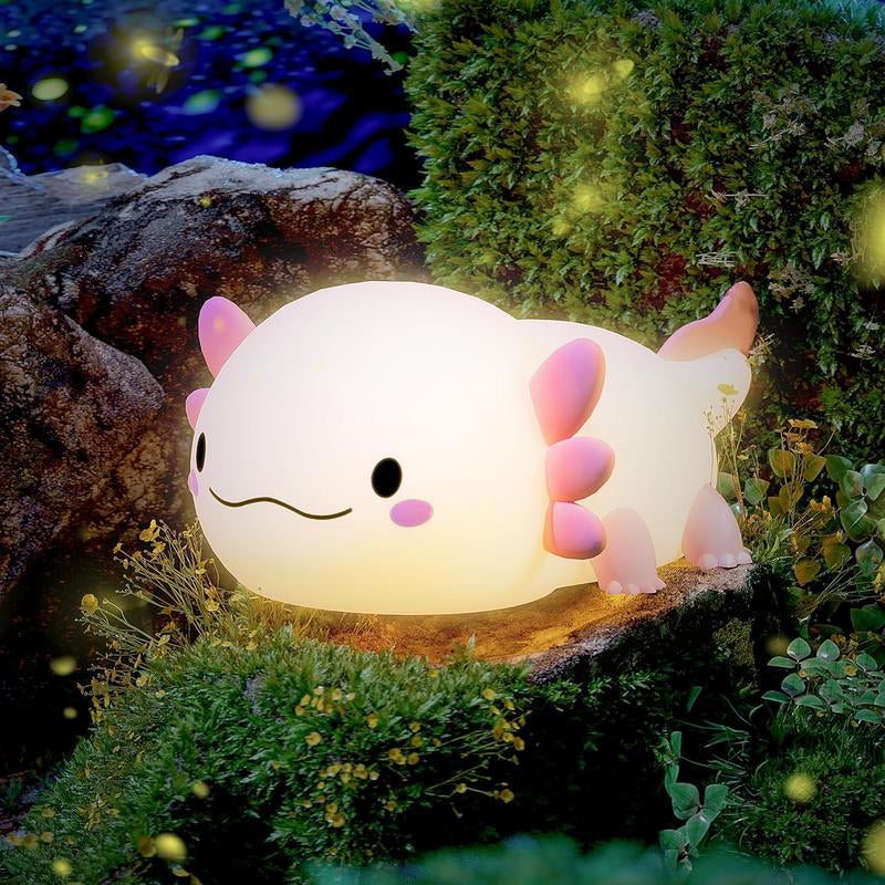 Cute Axolotl Design Night Light,Decorative Light for Home Bedroom Living Room,1 Count USB Rechargeable Bedside Lamp,Touch Dinosaurs Night Lights